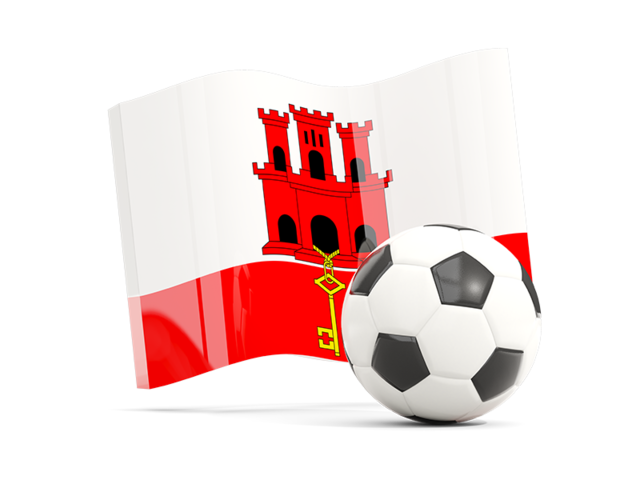 Soccerball with waving flag. Download flag icon of Gibraltar at PNG format