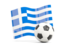 Greece. Soccerball with waving flag. Download icon.