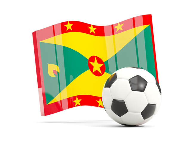 Soccerball with waving flag. Download flag icon of Grenada at PNG format