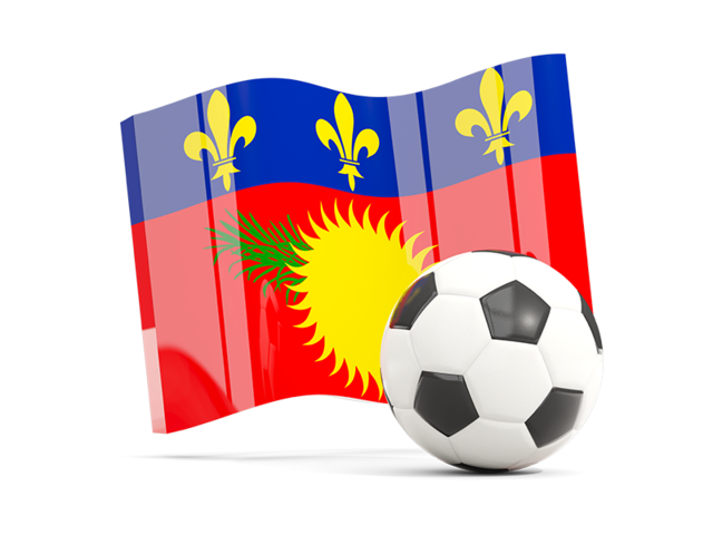 Soccerball with waving flag. Download flag icon of Guadeloupe at PNG format