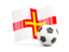 Guernsey. Soccerball with waving flag. Download icon.