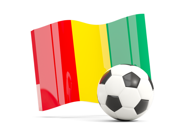 Футбольный мяч с волнистым флагом. Скачать флаг. Гвинея