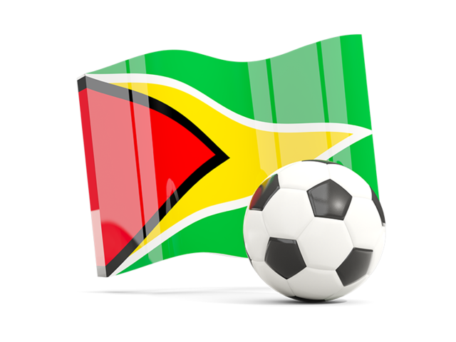 Футбольный мяч с волнистым флагом. Скачать флаг. Гайана