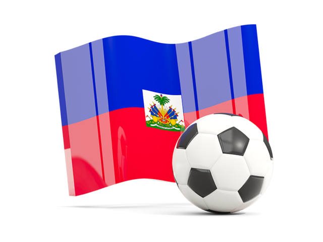 Футбольный мяч с волнистым флагом. Скачать флаг. Гаити