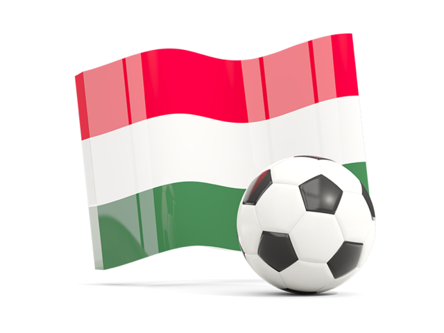 Футбольный мяч с волнистым флагом. Скачать флаг. Венгрия