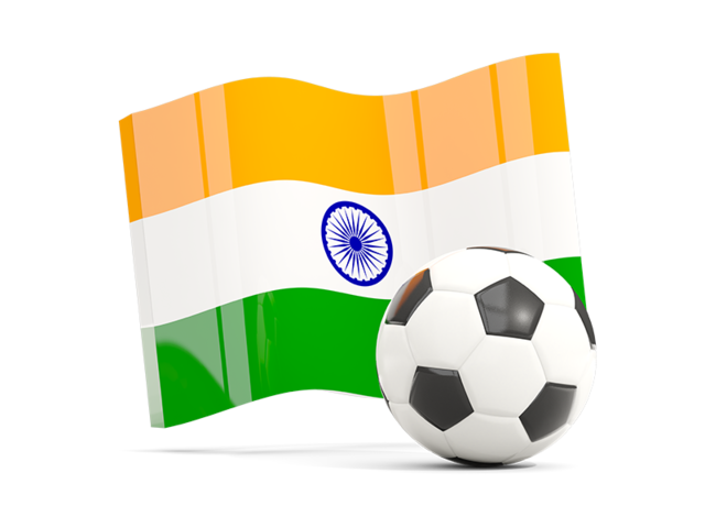 Soccerball with waving flag. Download flag icon of India at PNG format