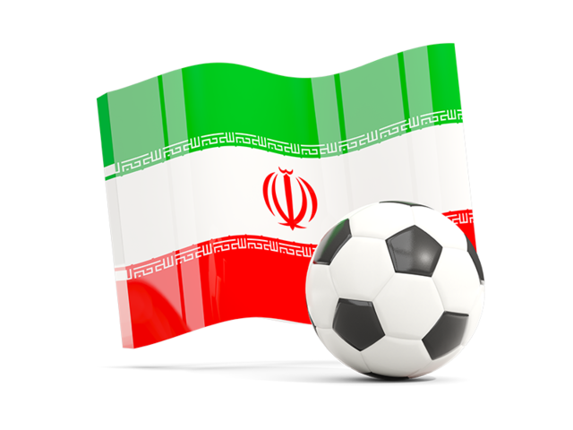 Футбольный мяч с волнистым флагом. Скачать флаг. Иран