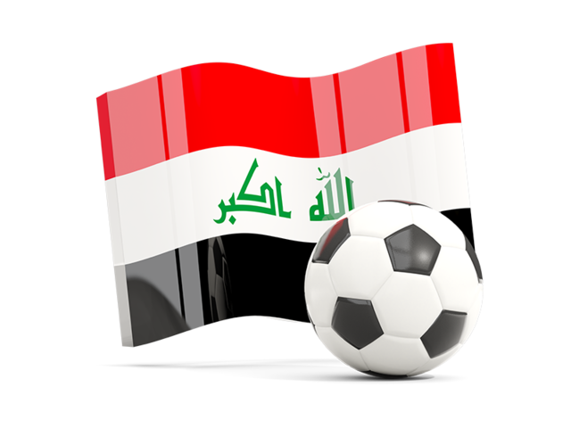 Футбольный мяч с волнистым флагом. Скачать флаг. Республика Ирак