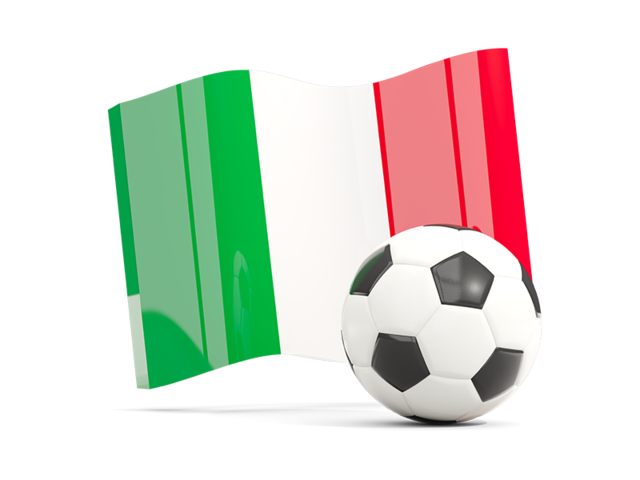 Soccerball with waving flag. Download flag icon of Italy at PNG format