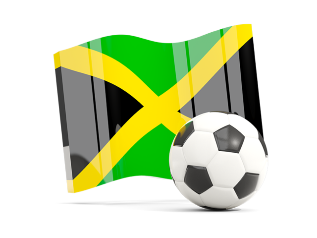 Soccerball with waving flag. Download flag icon of Jamaica at PNG format