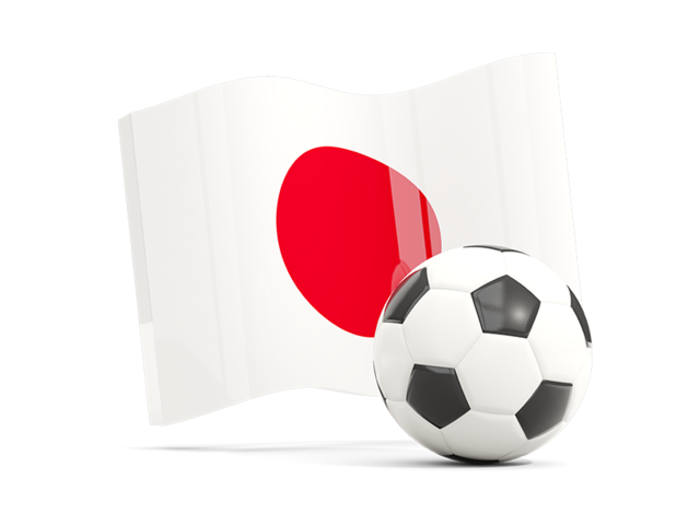 Soccerball with waving flag. Download flag icon of Japan at PNG format