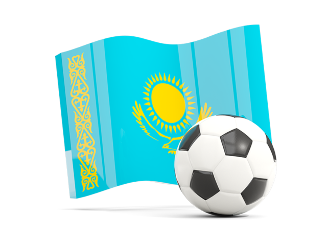 Soccerball with waving flag. Download flag icon of Kazakhstan at PNG format