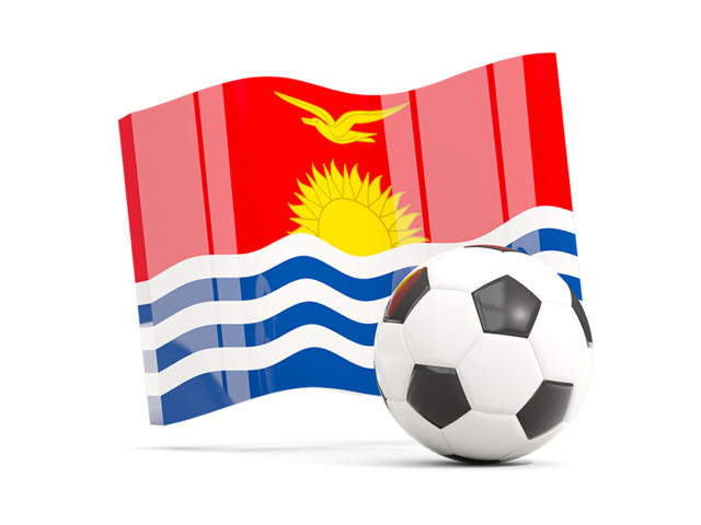 Футбольный мяч с волнистым флагом. Скачать флаг. Кирибати