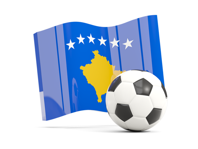 Soccerball with waving flag. Download flag icon of Kosovo at PNG format