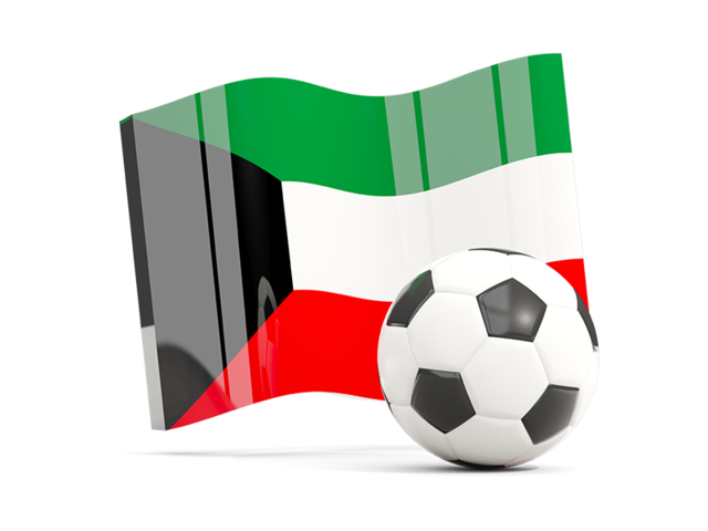 Soccerball with waving flag. Download flag icon of Kuwait at PNG format