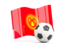 Kyrgyzstan. Soccerball with waving flag. Download icon.