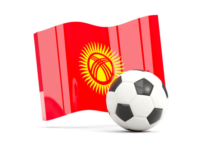 Soccerball with waving flag. Download flag icon of Kyrgyzstan at PNG format