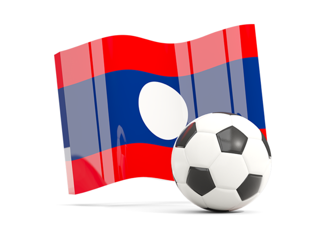 Soccerball with waving flag. Download flag icon of Laos at PNG format