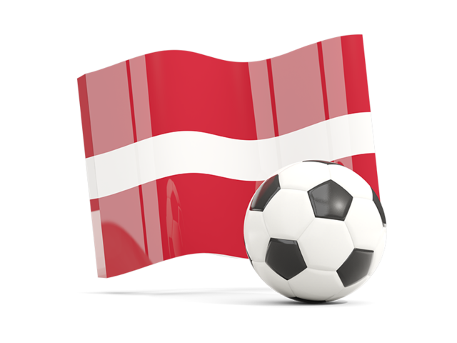 Soccerball with waving flag. Download flag icon of Latvia at PNG format