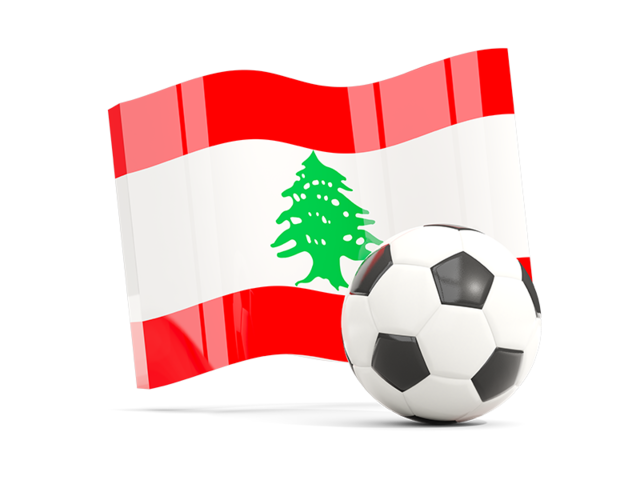 Soccerball with waving flag. Download flag icon of Lebanon at PNG format