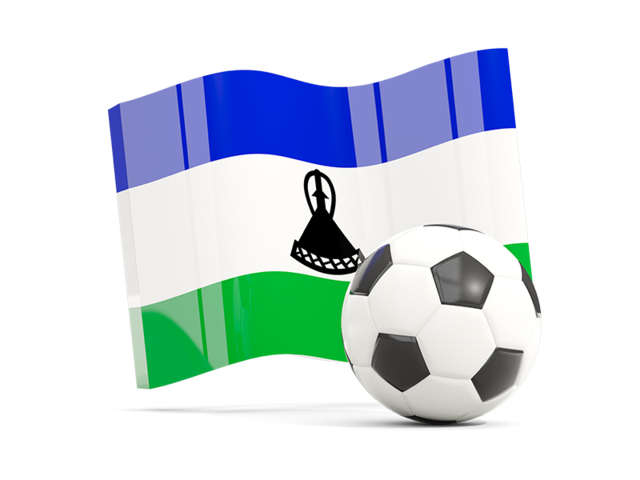 Soccerball with waving flag. Download flag icon of Lesotho at PNG format