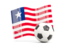 Liberia. Soccerball with waving flag. Download icon.