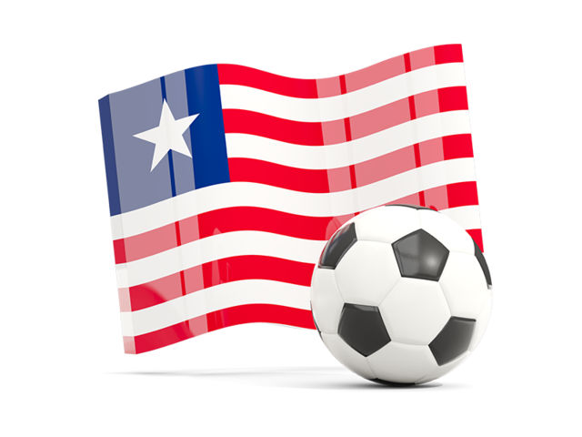 Футбольный мяч с волнистым флагом. Скачать флаг. Либерия