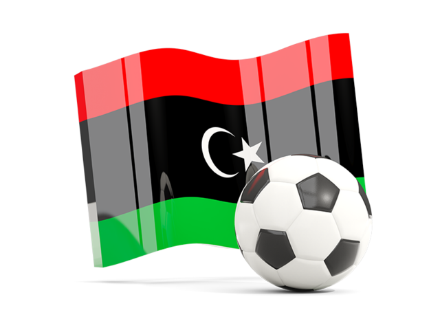 Футбольный мяч с волнистым флагом. Скачать флаг. Ливия