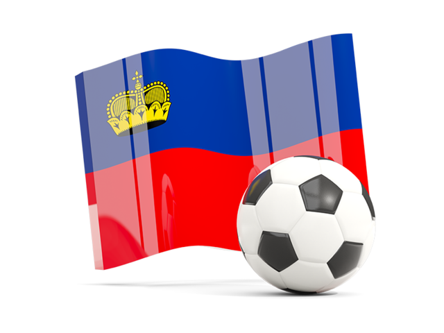 Футбольный мяч с волнистым флагом. Скачать флаг. Лихтенштейн