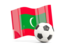 Maldives. Soccerball with waving flag. Download icon.