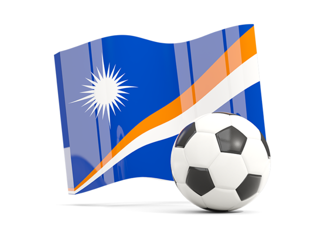 Футбольный мяч с волнистым флагом. Скачать флаг. Маршалловы Острова