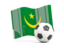 Mauritania. Soccerball with waving flag. Download icon.