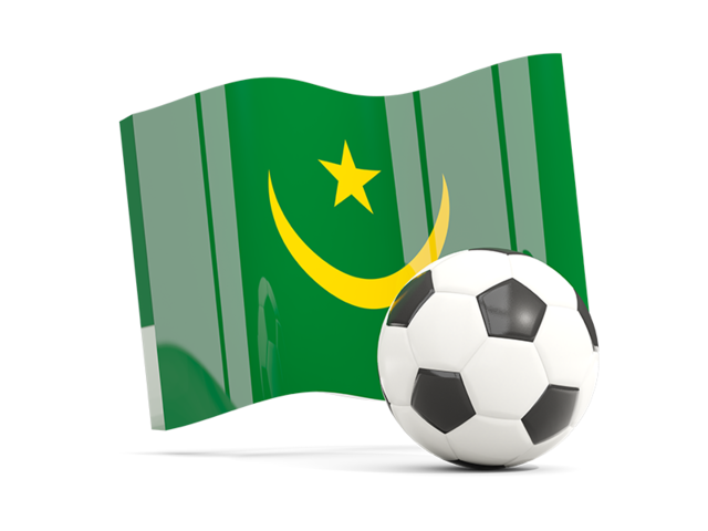 Soccerball with waving flag. Download flag icon of Mauritania at PNG format