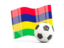 Mauritius. Soccerball with waving flag. Download icon.