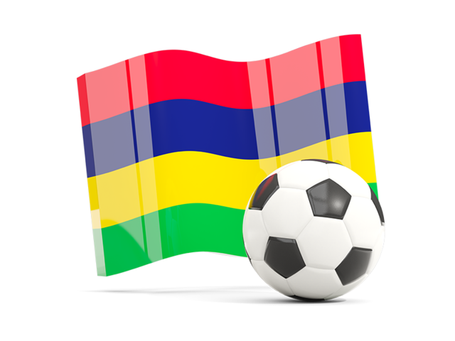 Soccerball with waving flag. Download flag icon of Mauritius at PNG format