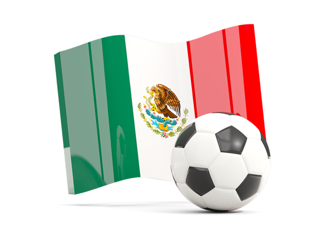 Футбольный мяч с волнистым флагом. Скачать флаг. Мексика