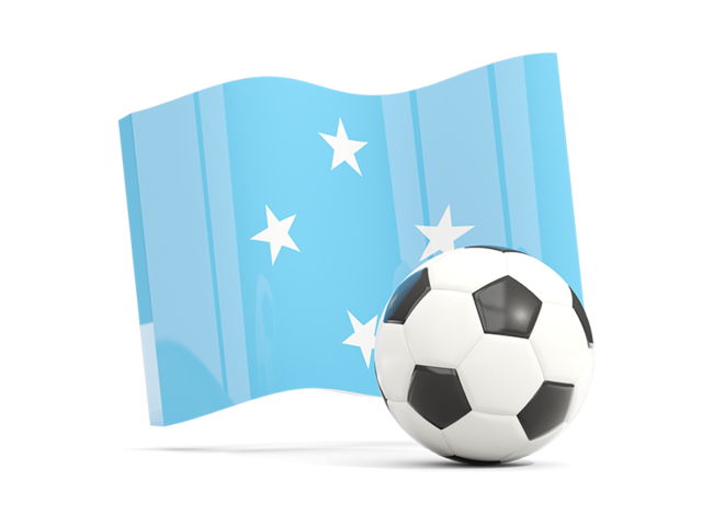 Футбольный мяч с волнистым флагом. Скачать флаг. Микронезия