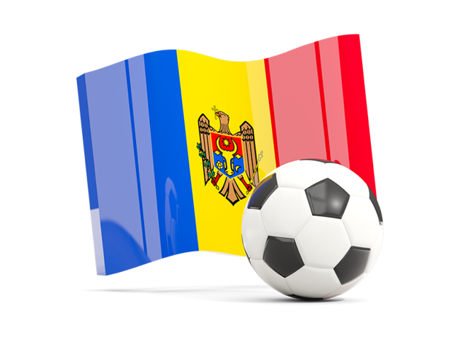 Футбольный мяч с волнистым флагом. Скачать флаг. Молдавия