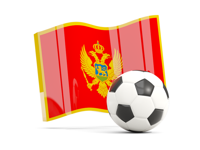 Soccerball with waving flag. Download flag icon of Montenegro at PNG format