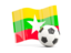 Myanmar. Soccerball with waving flag. Download icon.