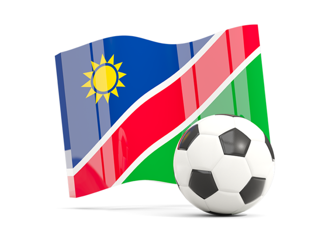 Футбольный мяч с волнистым флагом. Скачать флаг. Намибия