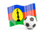 New Caledonia. Soccerball with waving flag. Download icon.