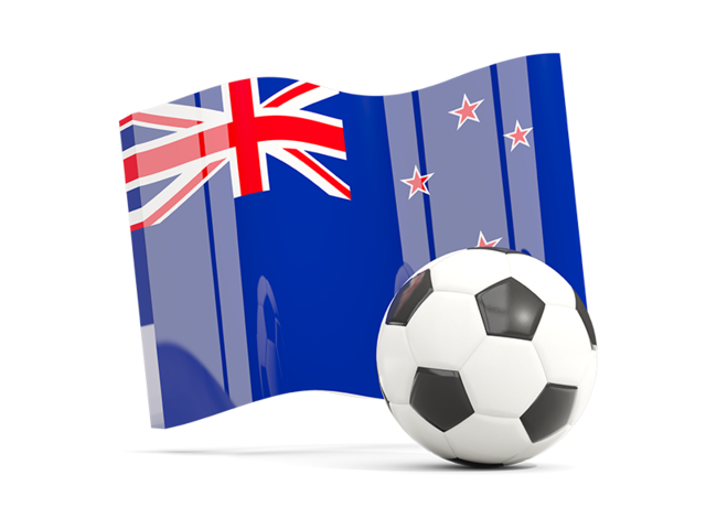 Soccerball with waving flag. Download flag icon of New Zealand at PNG format