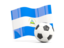 Nicaragua. Soccerball with waving flag. Download icon.