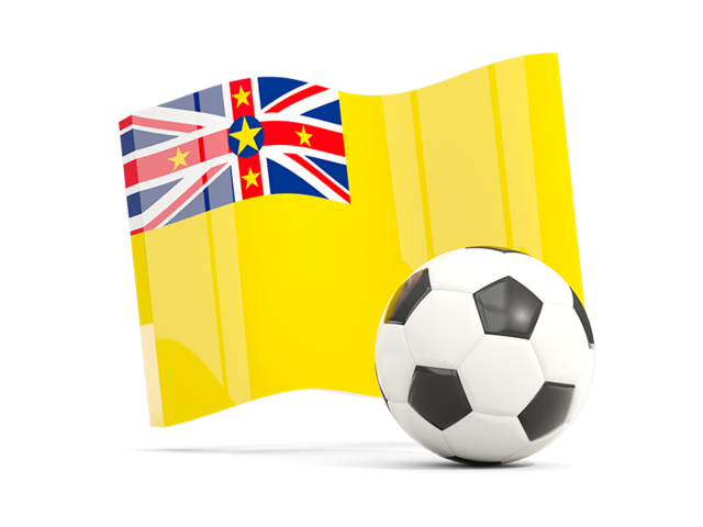 Soccerball with waving flag. Download flag icon of Niue at PNG format