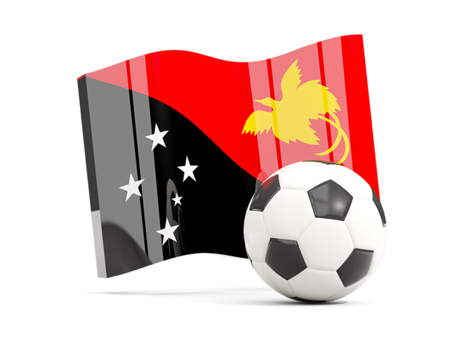 Футбольный мяч с волнистым флагом. Скачать флаг. Папуа — Новая Гвинея