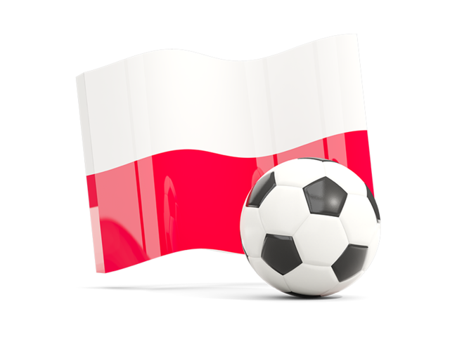 Футбольный мяч с волнистым флагом. Скачать флаг. Польша