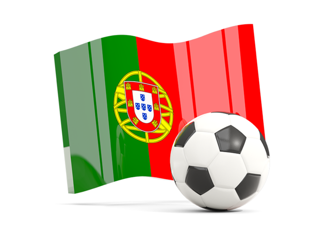 Футбольный мяч с волнистым флагом. Скачать флаг. Португалия