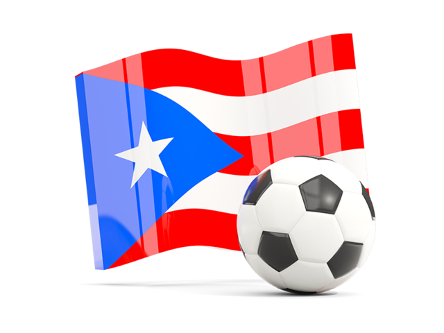 Футбольный мяч с волнистым флагом. Скачать флаг. Пуэрто-Рико