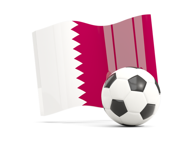 Soccerball with waving flag. Download flag icon of Qatar at PNG format